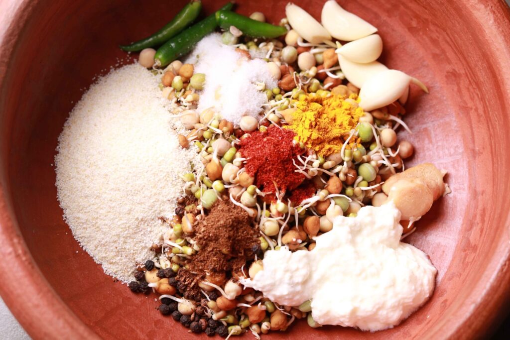 Chilla Ingredients in Clay Bowl