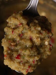 Spoon with flavorful chutney.