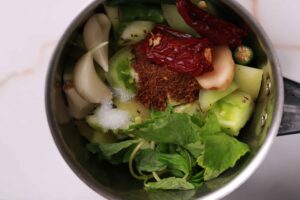 Fresh, vibrant chutney ingredients.