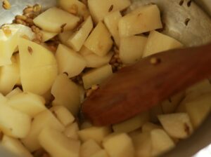Stirring Diced Potatoes