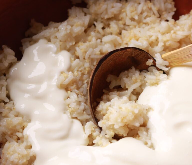 Creamy Fusion of Curd, Cooked Millet, and Rice.