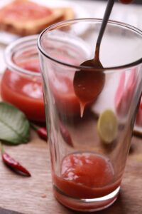 Spicy guava syrup pouring.