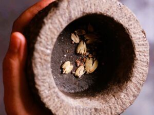 Gajar ka halwa- Fragrant crushed cardamom pods