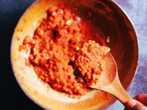 Halwa mixing process close-up- Gajar ka halwa
