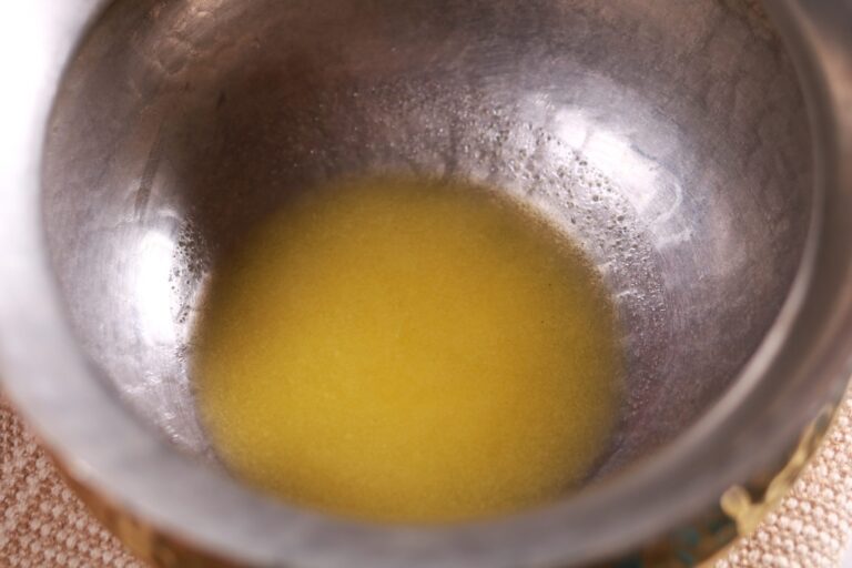 Pot of golden ghee simmering.