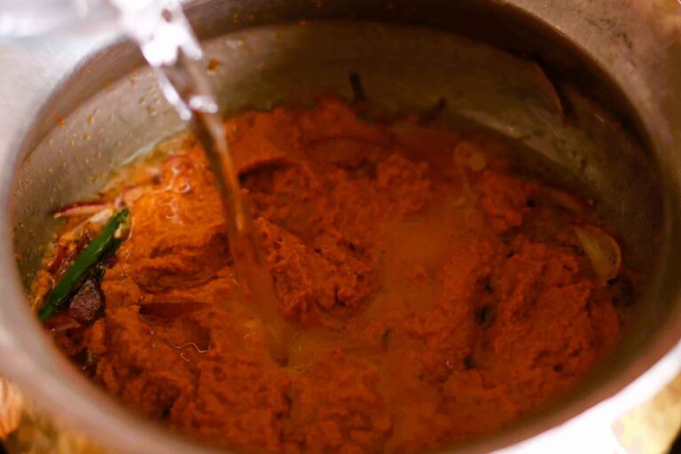 Water enriches simmering curry.