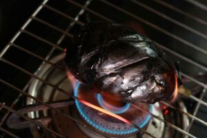 Smoky fire-roasted brinjal
