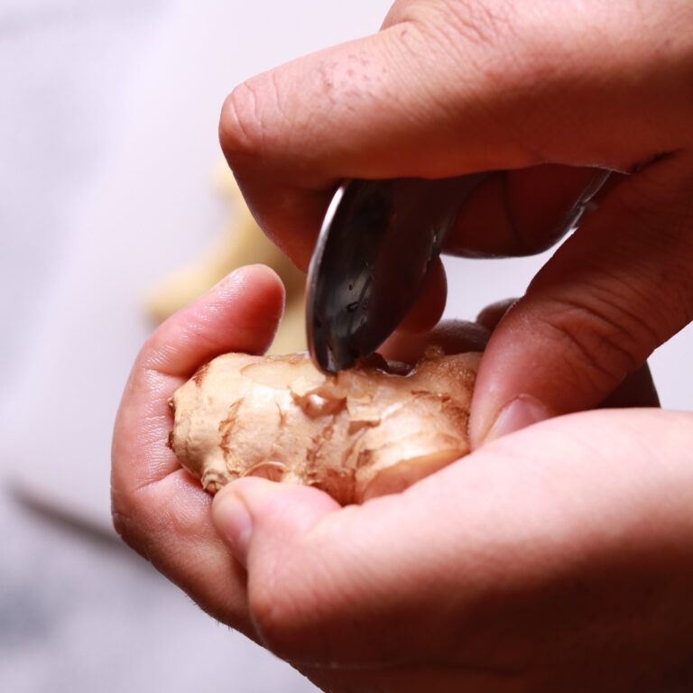 Peeling ginger