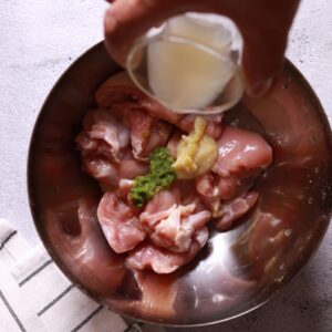 Flavorful marinade ingredients mixed in chicken tikka