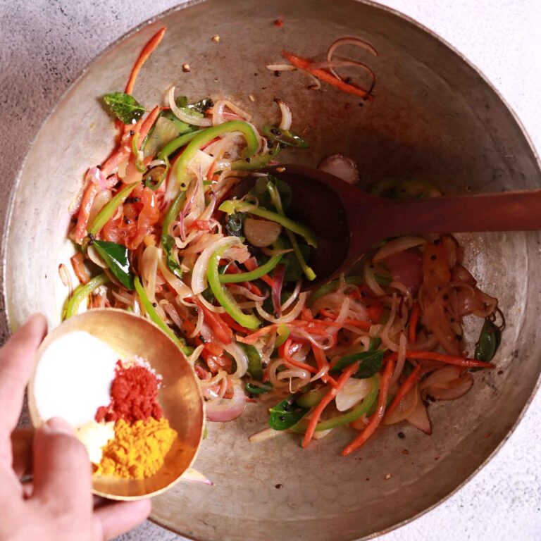 Spices cooking in pan (Semiya Upma)