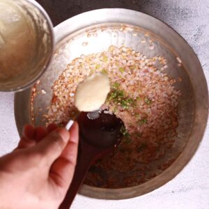 Cooking ginger-garlic paste for pav bhaji recipe