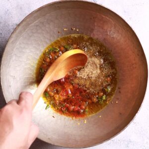 Spicy masala cooking.