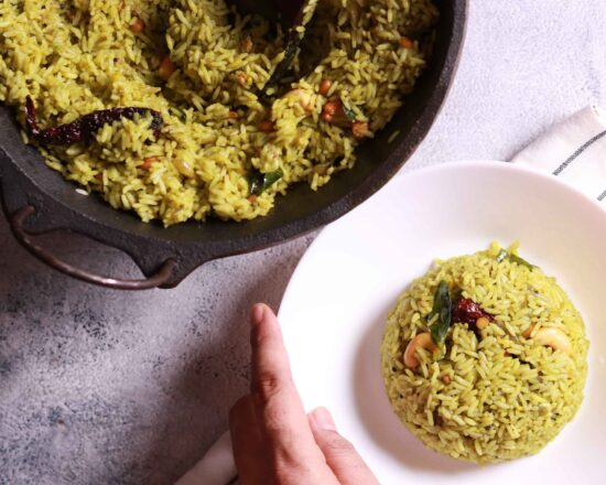 Coriander rice on plate