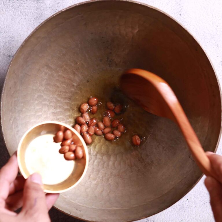 Removing peanuts with spoon