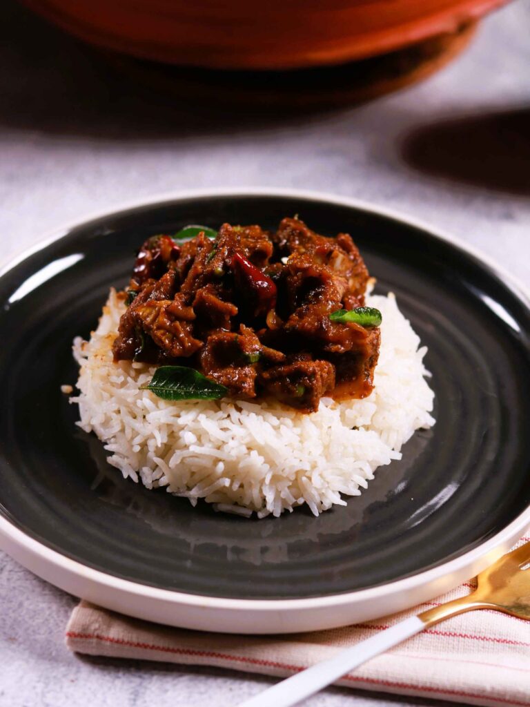 Mutton Sukka Fry with Rice