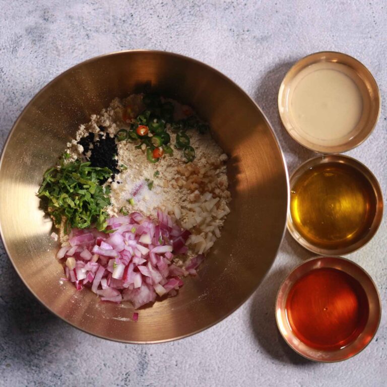 Mixing bowl with ingredients