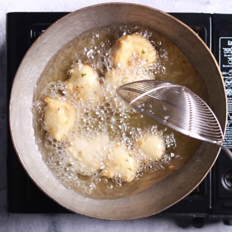 Frying vadas in hot oil