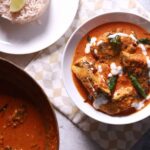 Kerala fish curry served