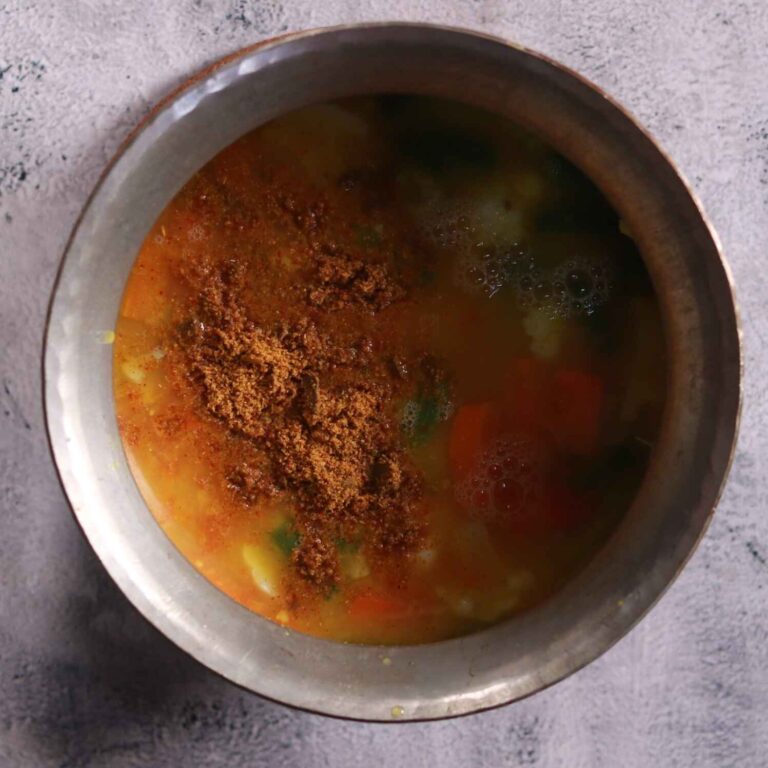 Simmering sambar mixture