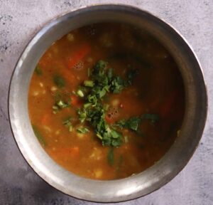 Garnishing sambar