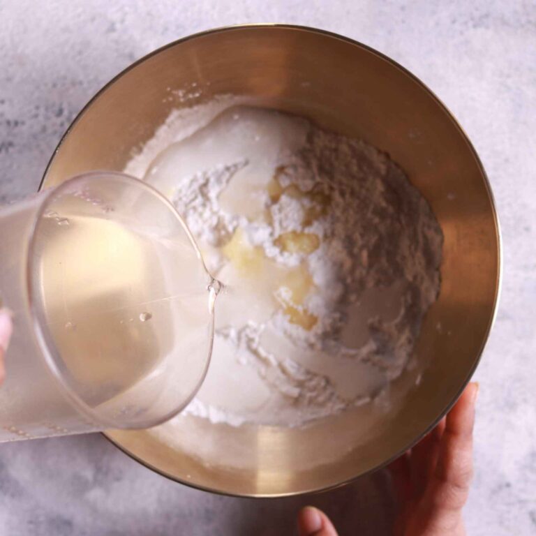 Mixing dough with spoon