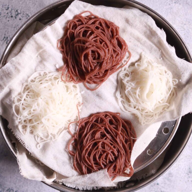 Steaming idiyappam plates