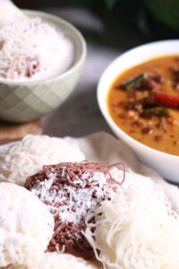 Serving hot idiyappam