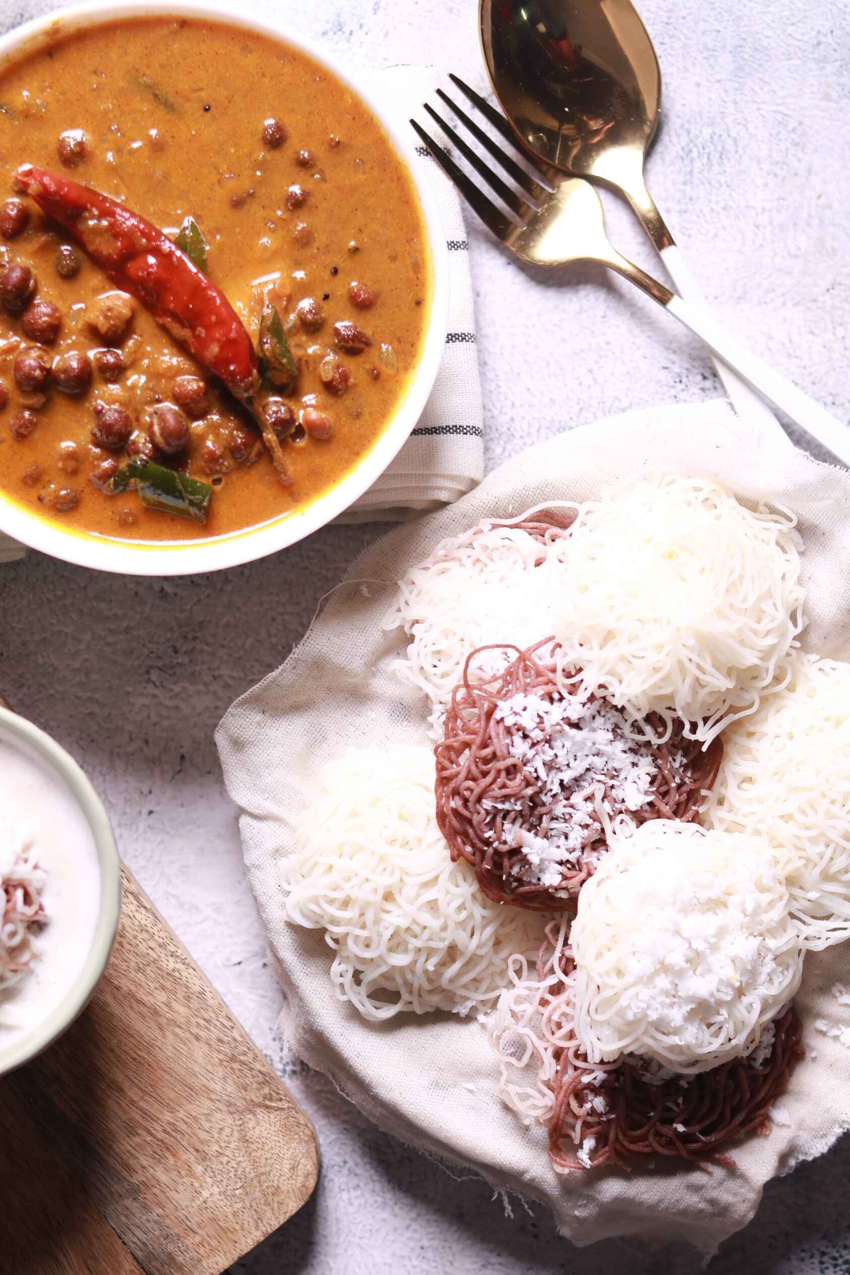 Serving hot idiyappam