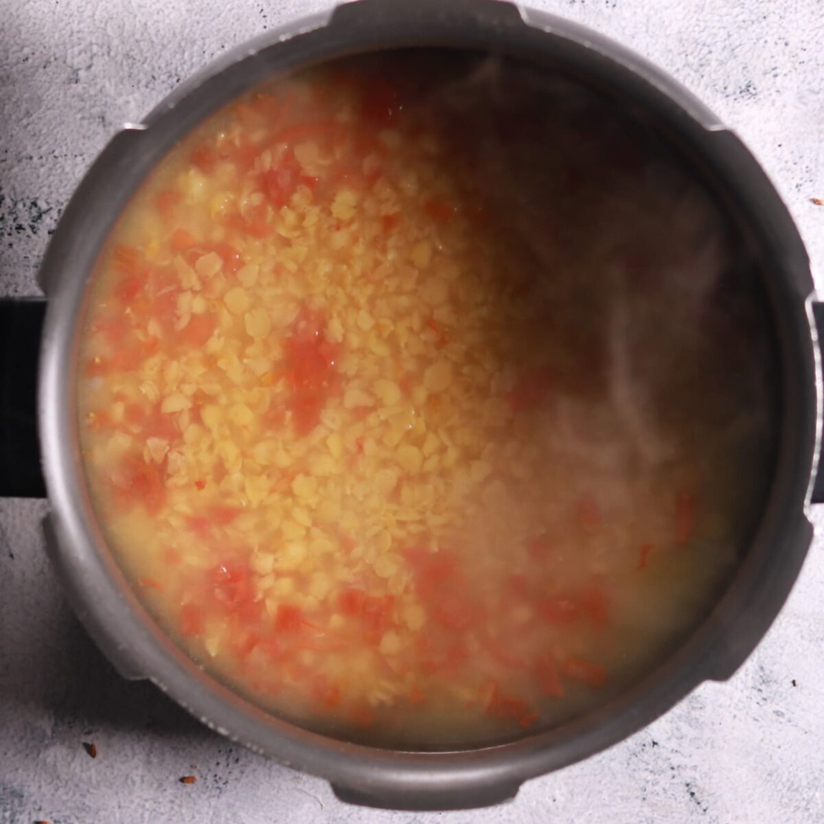 Pressure cooking toor dal