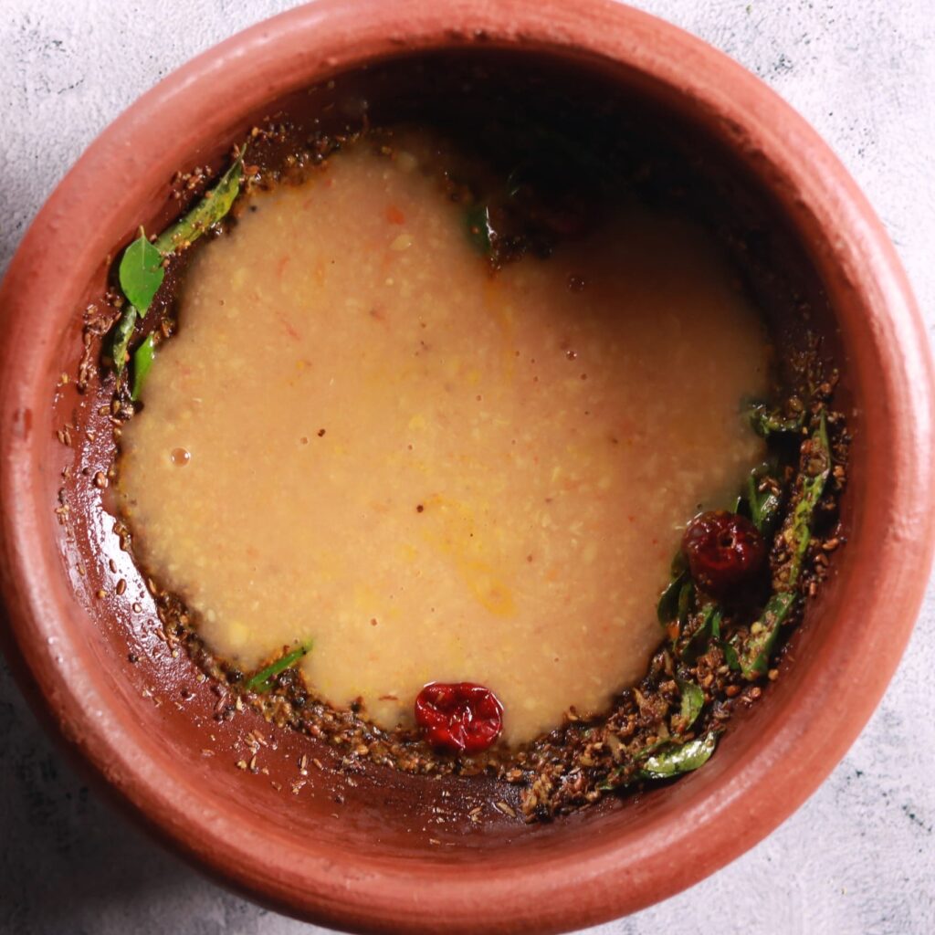 Adding mashed dal mixture