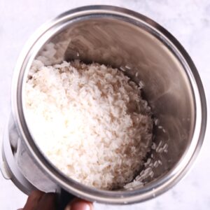 Draining soaked rice