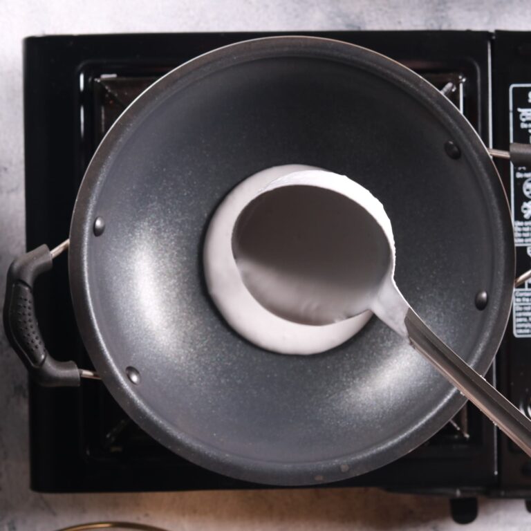 Pouring batter into pan