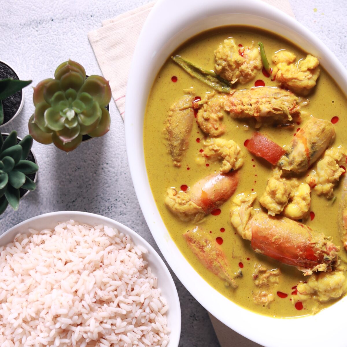 Serving prawn curry