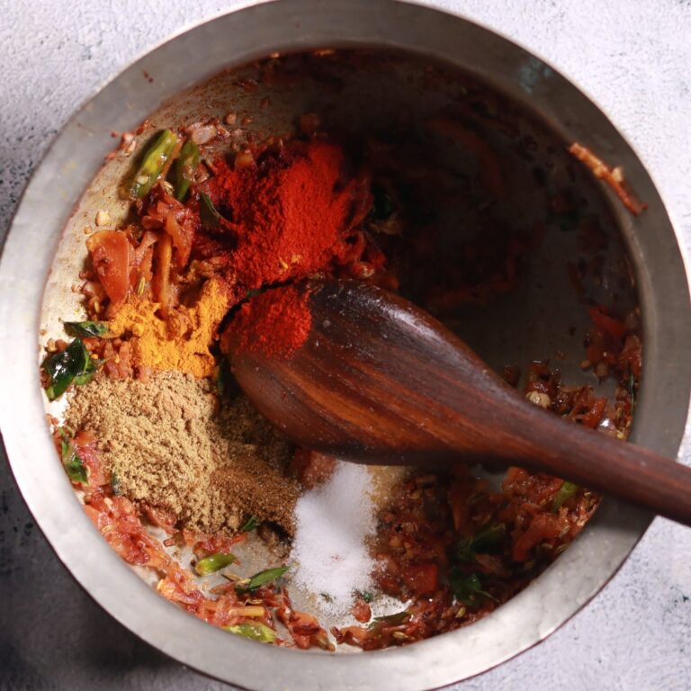 Sautéing spices in hot oil