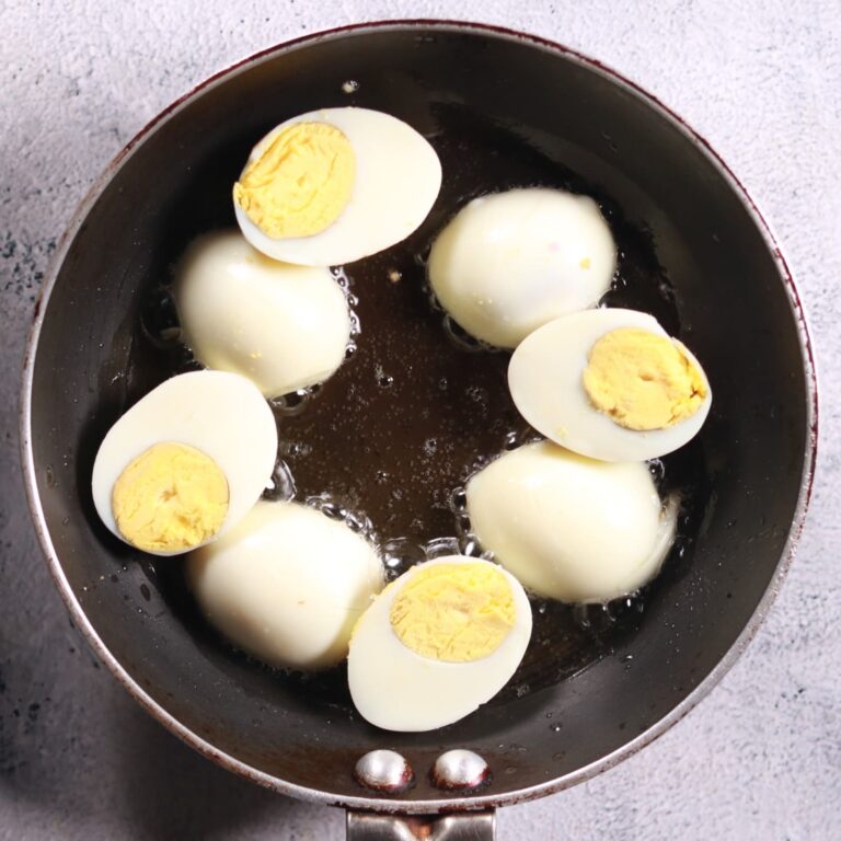 Frying egg halves