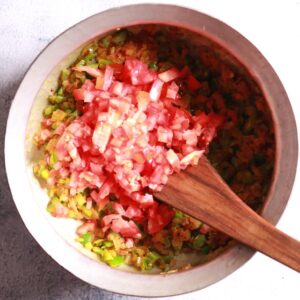 cooking chopped tomatoes