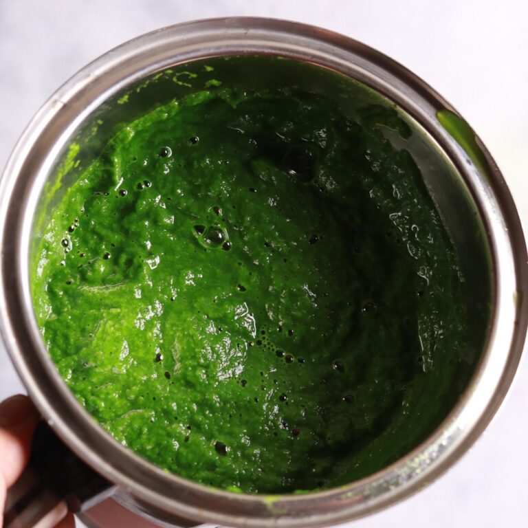 Spinach puree blending