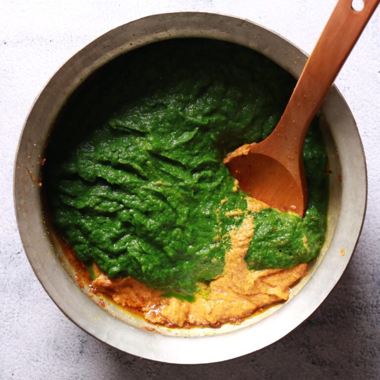 Cooking spinach masala