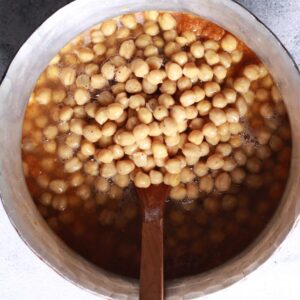 Cooked chickpeas added mixing lid