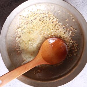 Golden sautéed chopped garlic